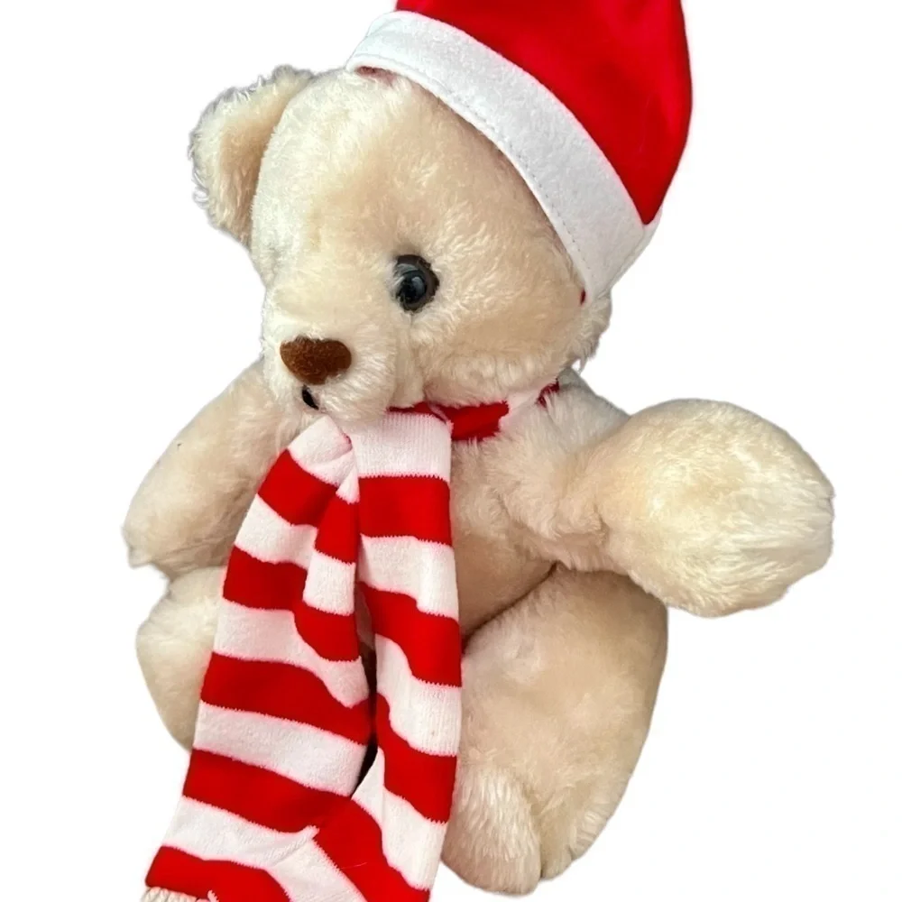 Vintage Christmas Holiday Teddy Bear Plush Jan Stuart Corp Made in Korea 15”